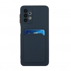 Samsung Galaxy A73 Dėklas su kišenėle kortelėms Card Case Silicone Wallet Mėlynas