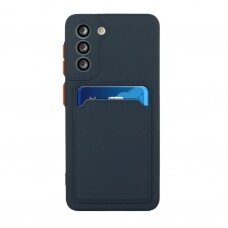 Dėklas su kišenėle kortelėms Card Case Silicone Wallet Samsung Galaxy S22 Plus Mėlynas