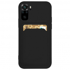 Dėklas su kišenėle kortelėms Card Case Silicone Wallet Xiaomi Redmi Note 11 Pro + 5G / 11 Pro 5G / 11 Pro Juodas