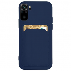 Dėklas su kišenėle kortelėms Card Case Silicone Wallet Xiaomi Redmi Note 11 Pro + 5G / 11 Pro 5G / 11 Pro Mėlynas