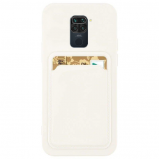 Dėklas su kišenėle kortelėms Card Case Xiaomi Redmi 10X 4G / Xiaomi Redmi Note 9 Baltas