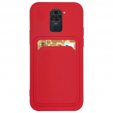 Dėklas su kišenėle kortelėms Card Case Xiaomi Redmi 10X 4G / Xiaomi Redmi Note 9 Raudonas