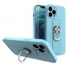 Iphone 11 Pro Max Dėklas su žiedu Ring Case silicone Šviesiai mėlynas