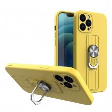 Dėklas su žiedu Ring Case silicone iPhone 12 Geltonas