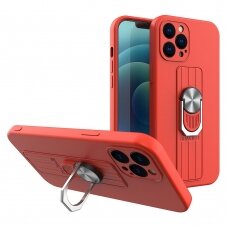 Dėklas su žiedu Ring Case silicone iPhone 12 Pro Raudonas