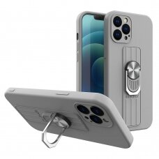 Iphone 13 Mini Dėklas su žiedu Ring Case silicone  Pilkas