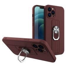 Iphone 13 Mini Dėklas su žiedu Ring Case silicone  Rudas
