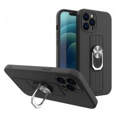 Iphone 13 Pro Dėklas su žiedu Ring Case silicone  Juodas