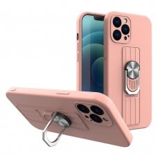 Iphone 13 Pro Dėklas su žiedu Ring Case silicone  Rožinis