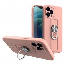 Iphone 13 Dėklas su žiedu Ring Case silicone  Rožinis