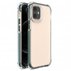 Iphone 12 Mini Dėklas Sutvirtintais Kampais Spring Armor clear TPU Žaliais Kraštais