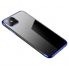 Akcija! Dėklas TPU Electroplating Samsung Galaxy S21 Plus 5G Mėlynais kraštais