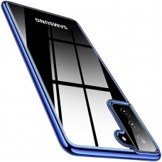 Dėklas TPU Electroplating Samsung Galaxy S21 Plus 5G Mėlynais kraštais