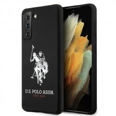 Dėklas US Polo USHCS21MSLHRBK Silicone Logo Samsung Galaxy S21 Plus telefonui juodas