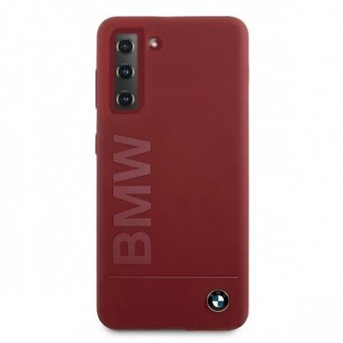 Dėklas BMW BMHCS21MSLBLRE Silicone Signature Logo Samsung Galaxy S21 telefonui raudonas 2