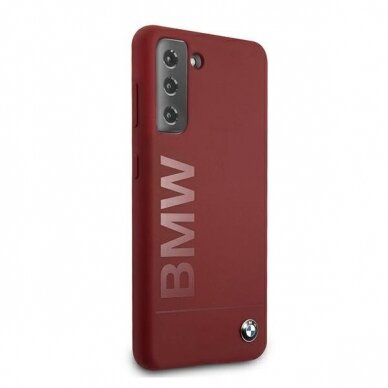 Dėklas BMW BMHCS21MSLBLRE Silicone Signature Logo Samsung Galaxy S21 telefonui raudonas 3