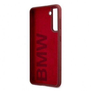 Dėklas BMW BMHCS21MSLBLRE Silicone Signature Logo Samsung Galaxy S21 telefonui raudonas 6