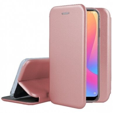 Dėklas Book Elegance Samsung Galaxy A8 2018 rožinis-auksinis  1