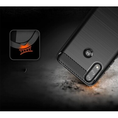 Dėklas Carbon Case Flexible Cover TPU Motorola Moto E7 Power Juodas 5