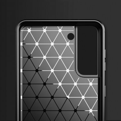 Dėklas Carbon Case Flexible Cover TPU Samsung Galaxy S21+ 5G (S21 Plus 5G) juodas 1