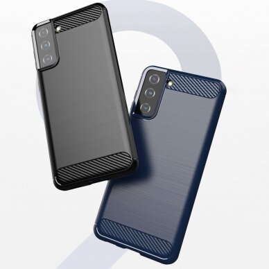 Dėklas Carbon Case Flexible Cover TPU Samsung Galaxy S21+ 5G (S21 Plus 5G) juodas 6