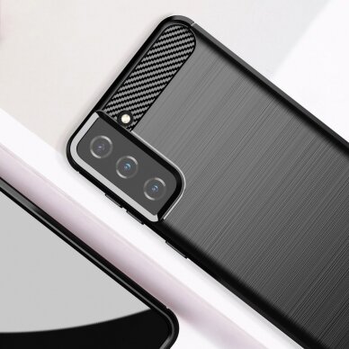 Dėklas Carbon Case Flexible Cover TPU Samsung Galaxy S21+ 5G (S21 Plus 5G) juodas 7