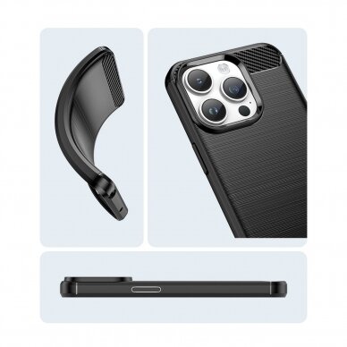 Iphone 14 Pro Max Dėklas Carbon Case flexible for  Mėlynas 14
