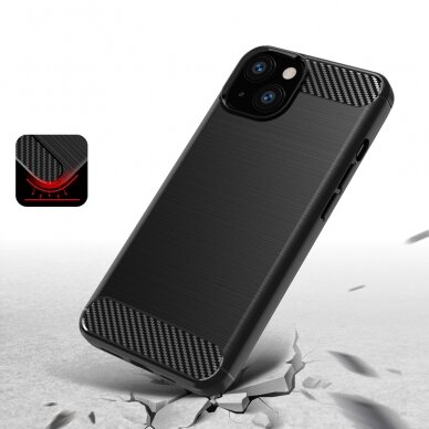 Iphone 13 Dėklas Carbon Case Flexible  juodas 2