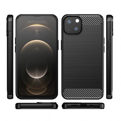 Iphone 13 Dėklas Carbon Case Flexible  juodas 5