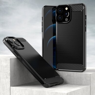 Akcija! Iphone 13 Pro Dėklas Carbon Case Flexible  juodas 2