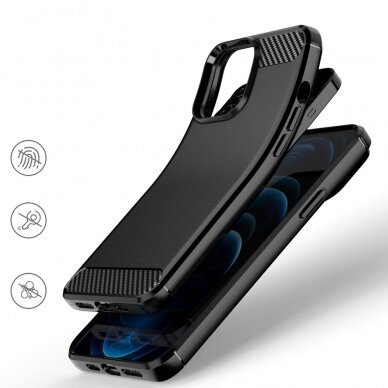 Akcija! Iphone 13 Pro Dėklas Carbon Case Flexible  juodas 4