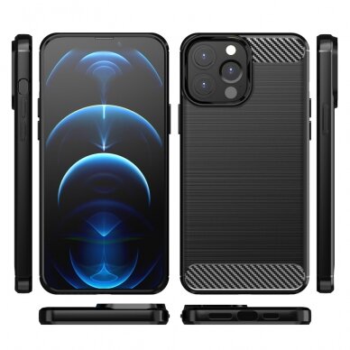 Akcija! Iphone 13 Pro Dėklas Carbon Case Flexible  juodas 6