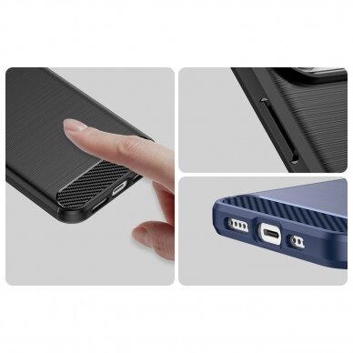 Iphone 14 Pro Dėklas Carbon Case flexible  Mėlynas 10