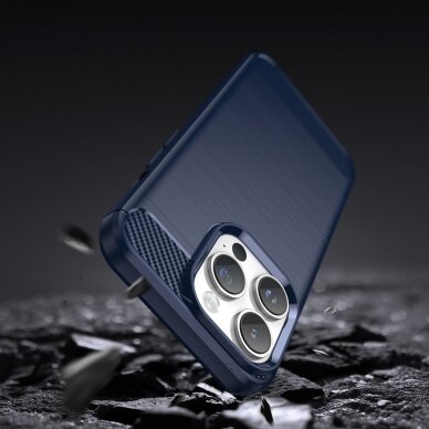 Iphone 14 Pro Dėklas Carbon Case flexible  Mėlynas 2