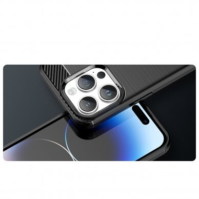 Iphone 14 Pro Dėklas Carbon Case flexible  Mėlynas 8