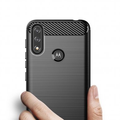 Dėklas Carbon Case Flexible Motorola Moto E7i Power Juodas 1