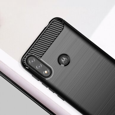 Dėklas Carbon Case Flexible Motorola Moto E7i Power Juodas 2