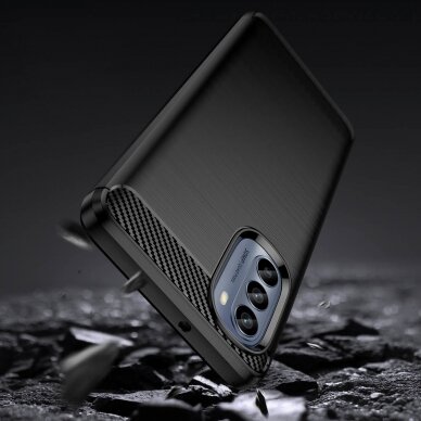 Dėklas Carbon Case flexible Motorola Moto G62 5G Juodas 2
