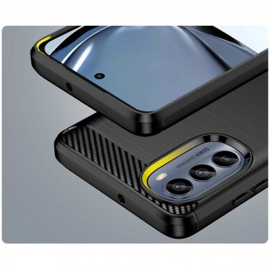 Dėklas Carbon Case flexible Motorola Moto G62 5G Juodas 5