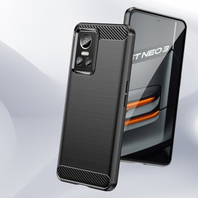 Dėklas Carbon Case Flexible Realme GT Neo 3 Juodas 7