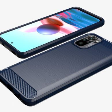 Dėklas Carbon Case Xiaomi Redmi Note 10 5G / Poco M3 Pro juodas 1