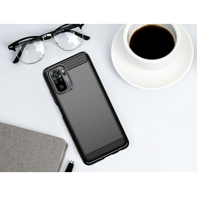 Dėklas Carbon Case Xiaomi Redmi Note 10 5G / Poco M3 Pro juodas 6