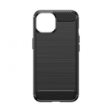 Dėklas Carbon pattern flexible iPhone 15 - Juodas 1
