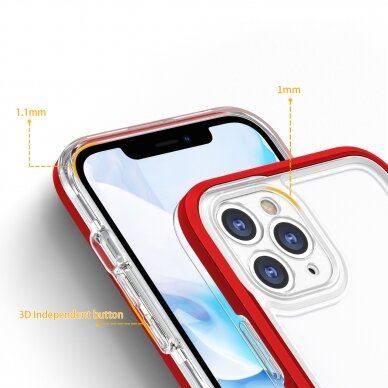 Iphone 11 Pro Dėklas Clear 3in1 raudonas 3