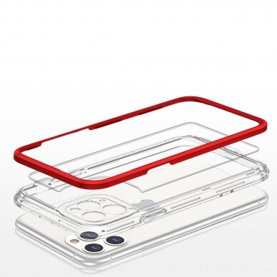 Iphone 11 Pro Dėklas Clear 3in1 raudonas 4