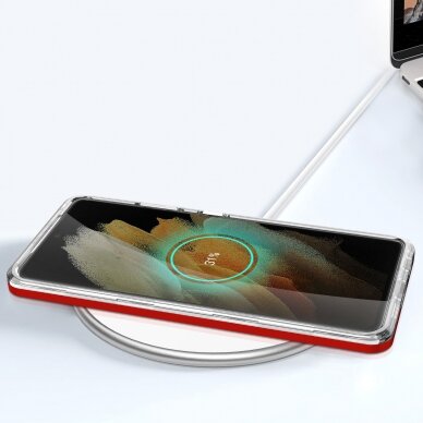 Dėklas Clear 3in1 Samsung Galaxy S21 Ultra 5G raudonas 6