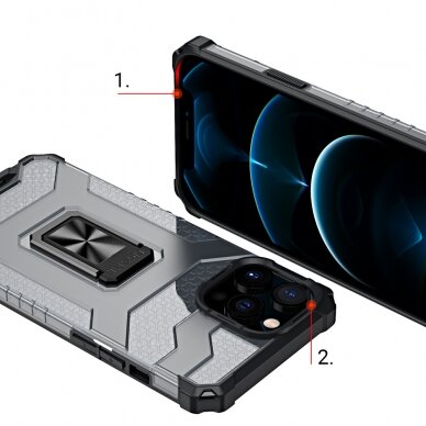 Iphone 11 Pro Dėklas Crystal Ring Case Kickstand Tough Rugged Juodas 6