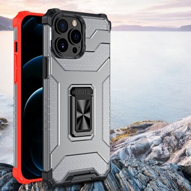 Iphone 11 Pro Max Dėklas Crystal Ring Case Kickstand Tough Rugged Raudonas 1