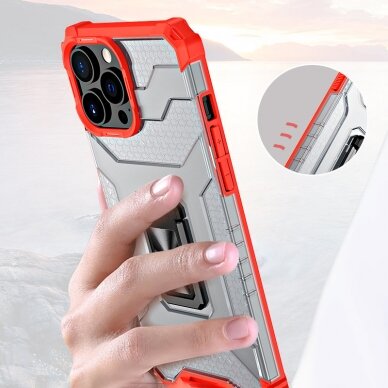 Iphone 11 Pro Max Dėklas Crystal Ring Case Kickstand Tough Rugged Raudonas 2