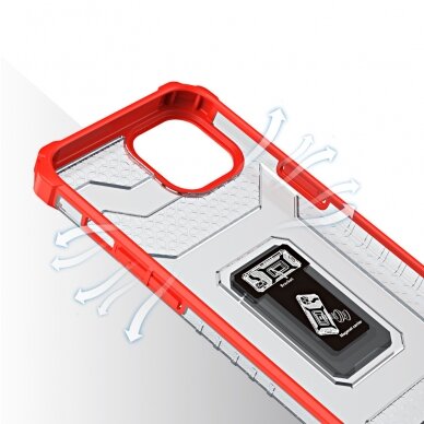 Dėklas Crystal Ring Case Kickstand Tough Rugged iPhone 12 Raudonas 3